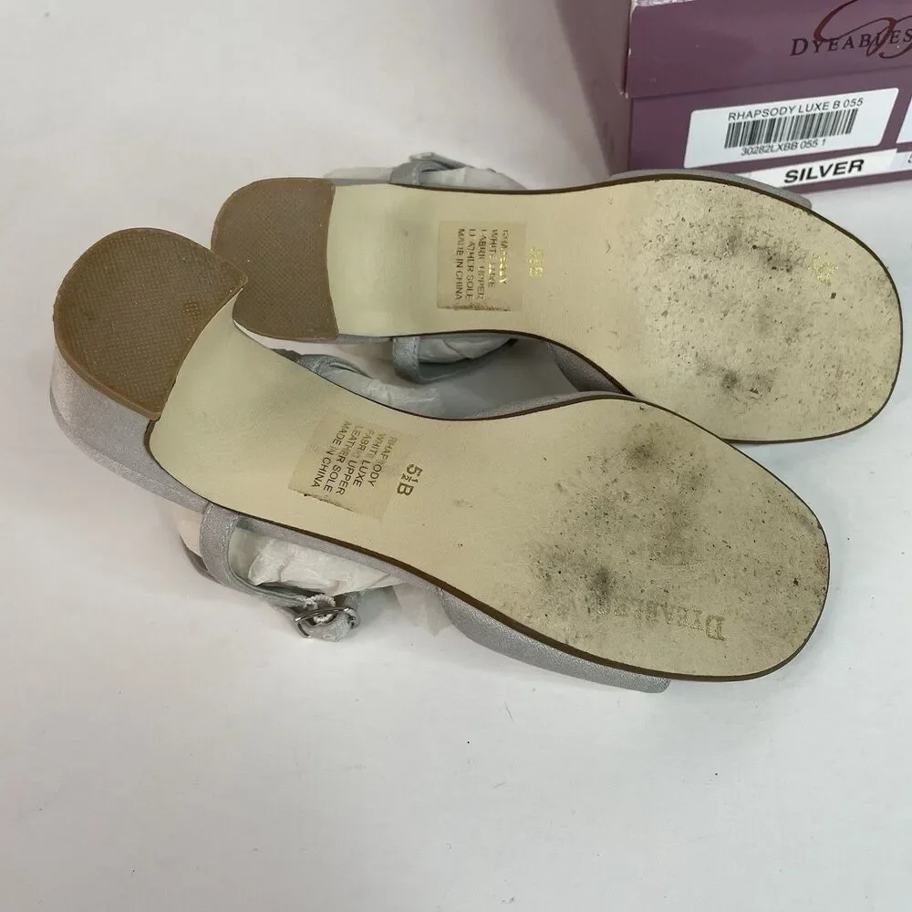 Dyeables Rhapsody Luxe Heels Women’s Size 5 1/2 B, Silver Wedding, Pumps Vintage - Picture 8 of 9